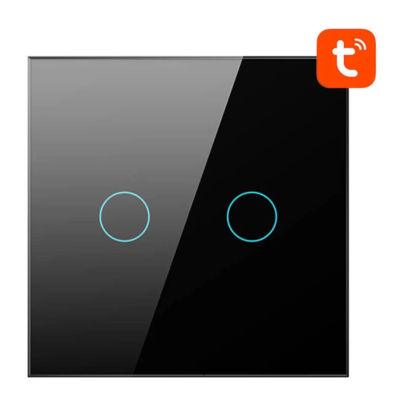 AVATTO TS02-EU-B2 inteligentný vypínač svetla WiFi 2-gang čierny