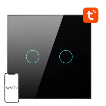 AVATTO TS02-EU-B2 inteligentný vypínač svetla WiFi 2-gang čierny
