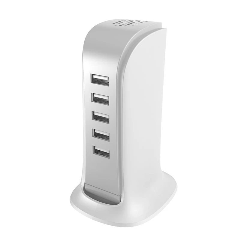 Dudao 5x USB nabíjačka s integrovaným EU napájacím káblom biela (A5EU)