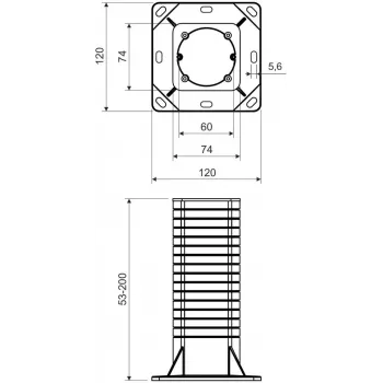 KOPOS KEZ_KB Elektroinštalačná krabica pre zateplené fasády, 120x120mm, sivá/oranžová