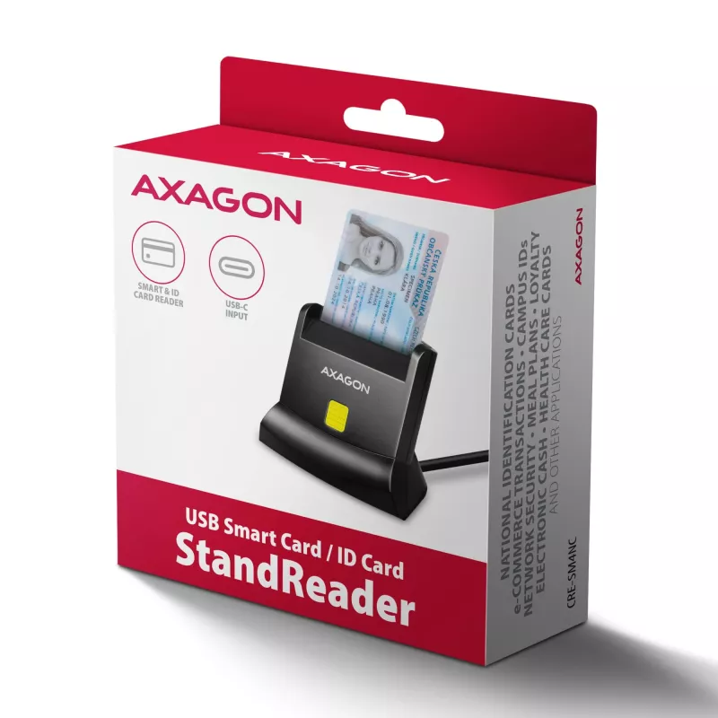 AXAGON CRE-SM4NC USB-C čítačka čipových kariet na stojan - čierna