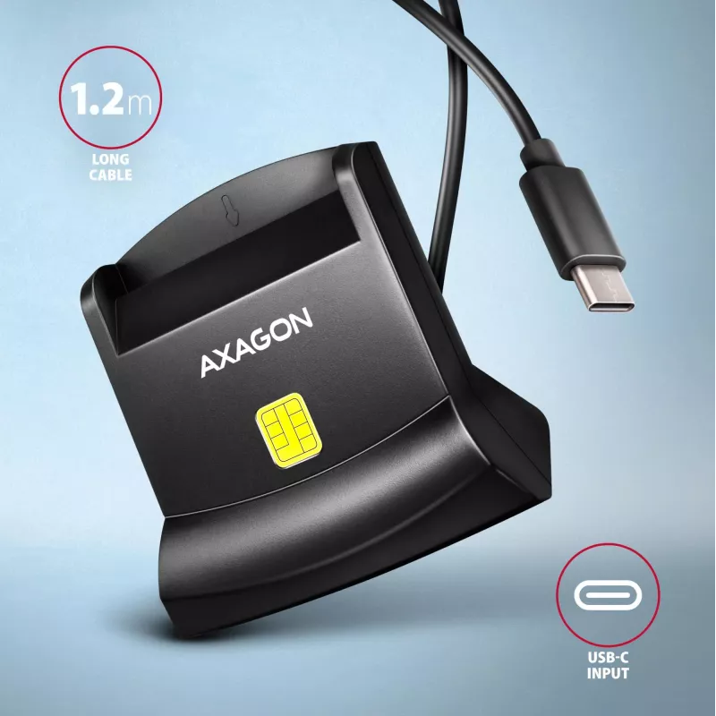 AXAGON CRE-SM4NC USB-C čítačka čipových kariet na stojan - čierna
