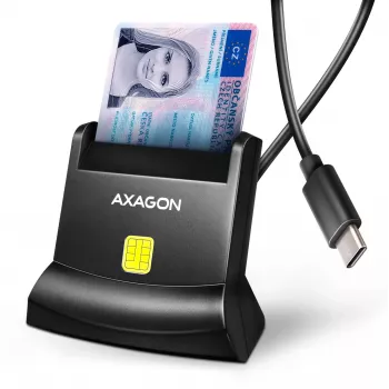 AXAGON CRE-SM4NC USB-C čítačka čipových kariet na stojan - čierna