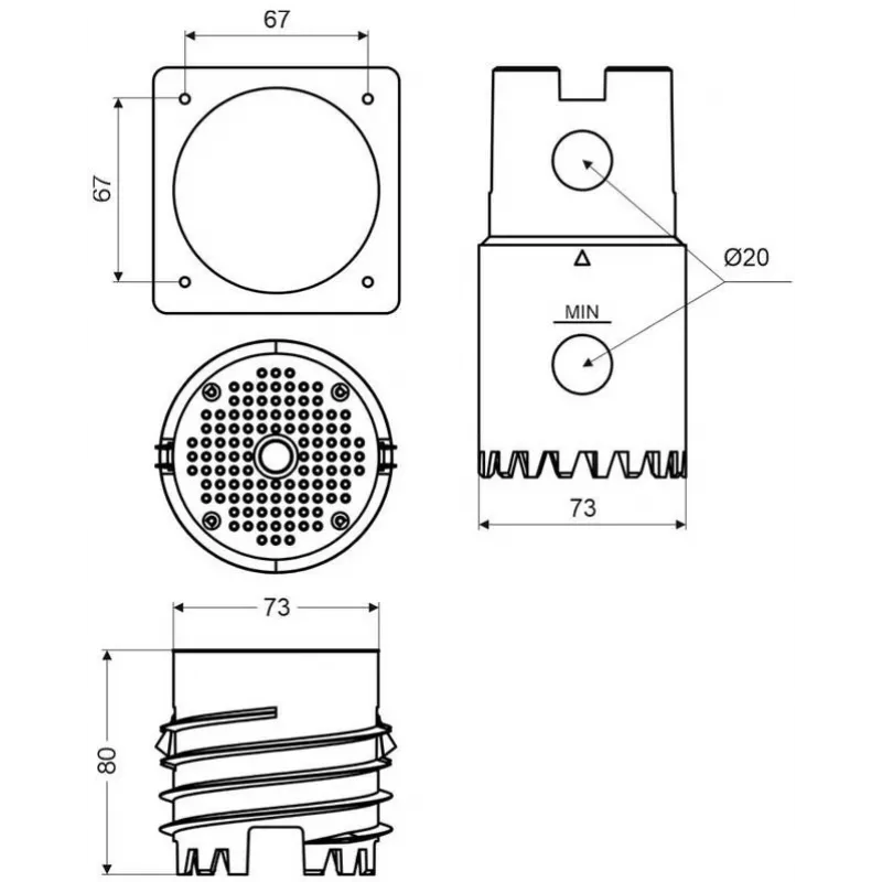KOPOS MDFZ 80/VDZ_KB Elektrická odbočná krabica IP65 sivá 80mm