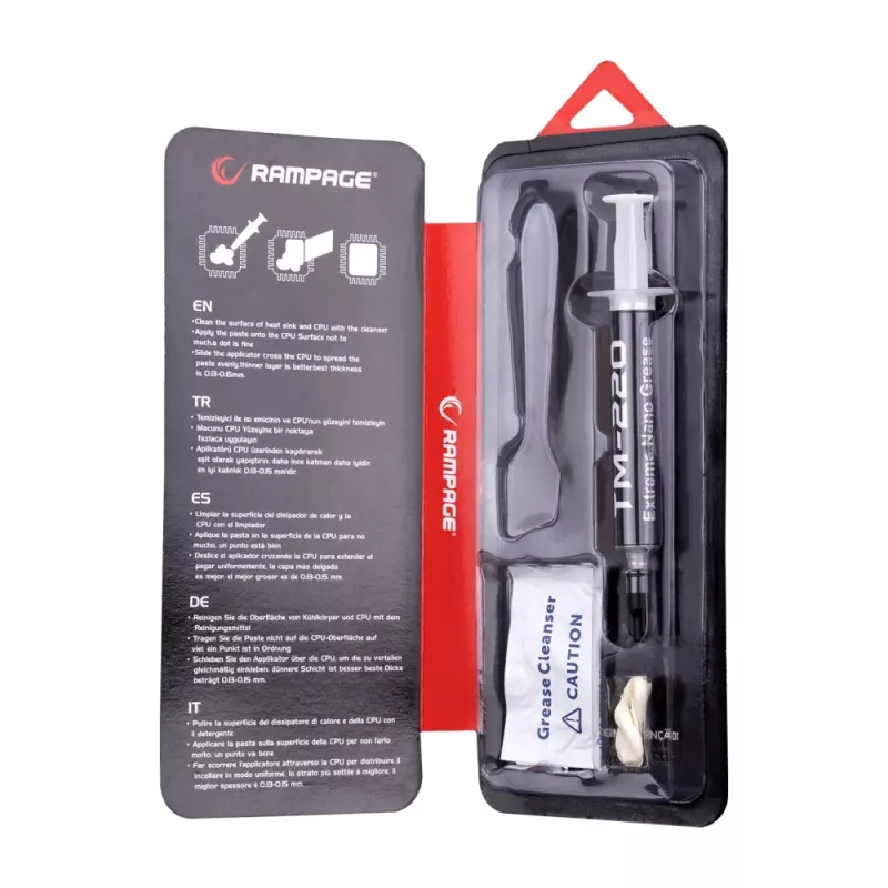 Rampage TM-220 Teplovodivá pasta 2g pre CPU 11W/m.K, špachtľa + IPA