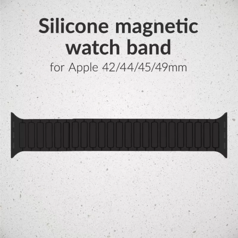 Mobilize silikónový remienok - magnetický - pre Apple 42/44/45/49mm - čierny