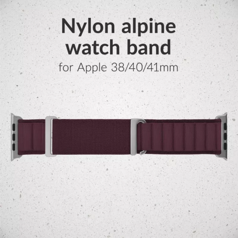 Mobilize nylonový remienok na hodinky - Alpine - titánový konektor - pre Apple 38/40/41mm - Bordeaux