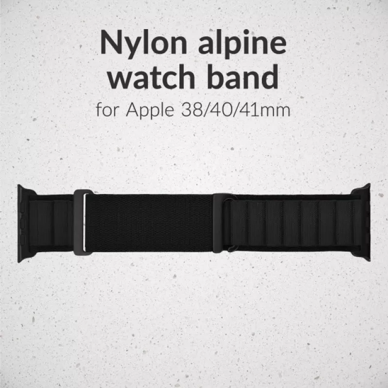 Mobilize nylonový remienok na hodinky - Alpine - čierny konektor - pre Apple 38/40/41mm - čierny