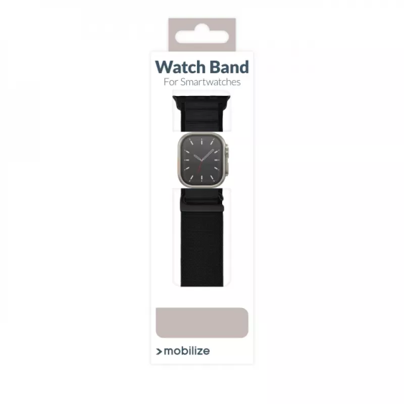 Mobilize nylonový remienok na hodinky - Alpine - čierny konektor - pre Apple 38/40/41mm - čierny