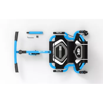 EzyRoller Spinner Pro X nohami poháňaný go-kart s 360° otáčaním, modrý, 10+ rokov