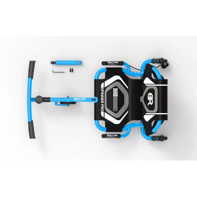 EzyRoller Spinner Pro X nohami poháňaný go-kart s 360° otáčaním, modrý, 10+ rokov