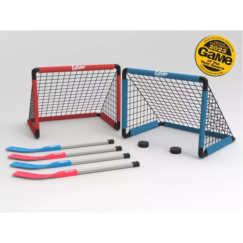 EzyRoller EZ-HOCKEY hokejová sada pre 4 hráčov (bránky, hokejky, puky)