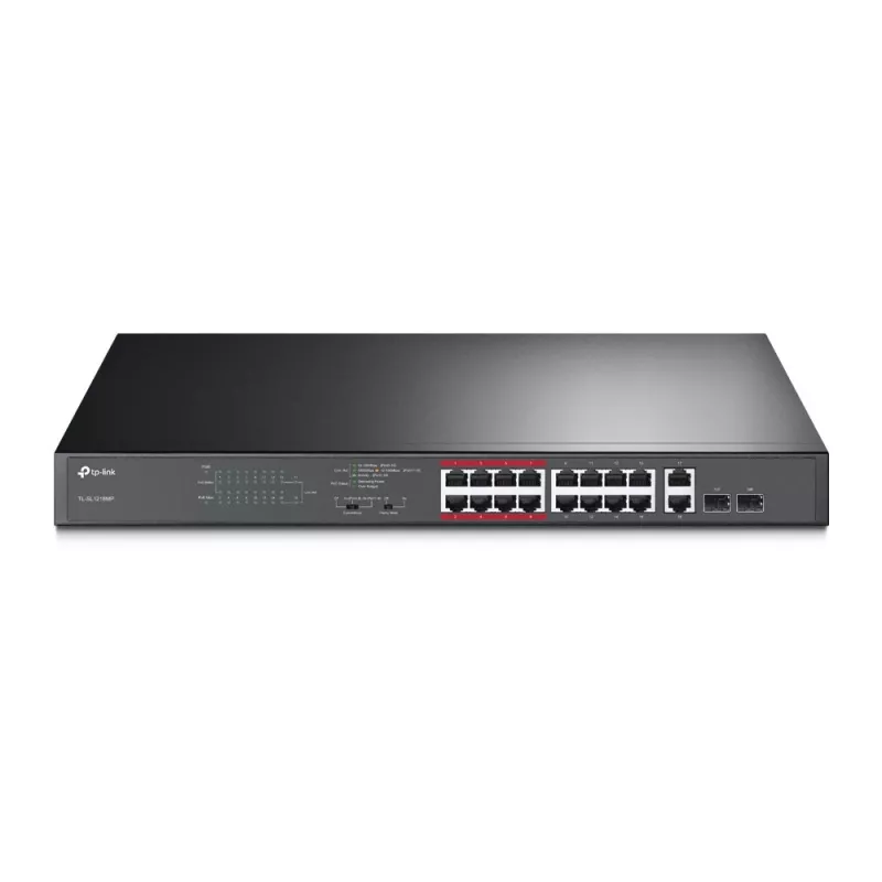 TP-Link TL-SL1218MP 18-portový Gigabit unmanaged PoE+ switch (16 PoE+ portov, 192W budget)