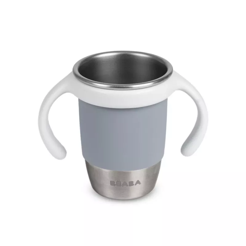 Beaba tréningový hrnček z nehrdzavejúcej ocele 360° Pebble Grey