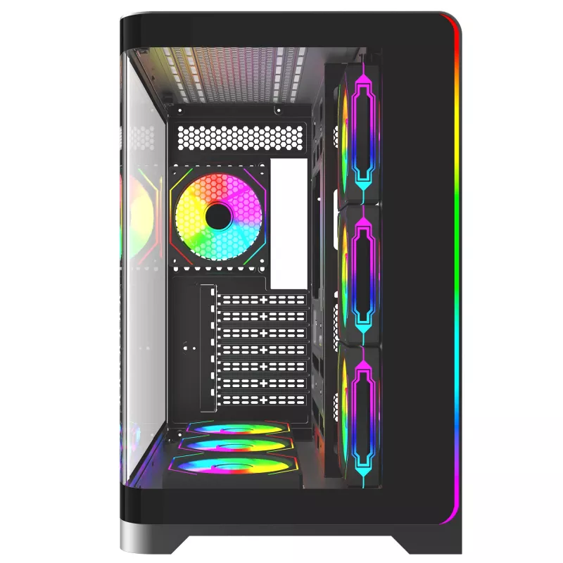 Rampage LYRON Mid Tower herná PC skriňa, 7x ARGB PWM ventilátory, Tempered Glass, čierna