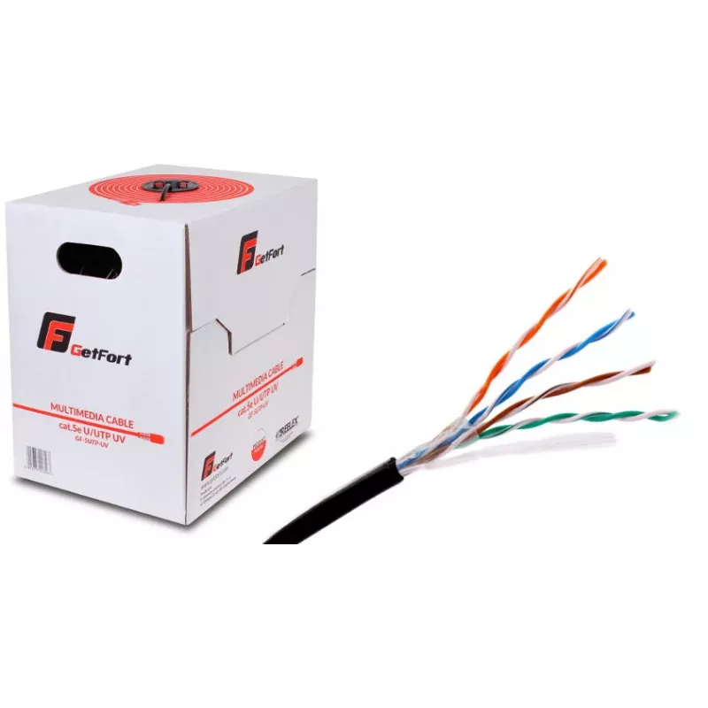 GETFORT Premium Cat.5e U/UTP UV Dry Core vonkajší kábel 305m čierny