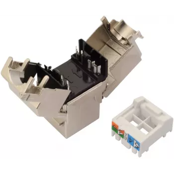 SOLARIX Cat.6 STP RJ45 Keystone modul, bez nástroja IDC, čierny