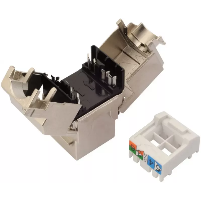 SOLARIX Cat.6 STP RJ45 Keystone modul, bez nástroja IDC, čierny