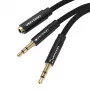 Vention BBLBAB 3,5 mm audio rozbočovací kábel, konektor samica na 2x konektor samec, 0,6 m, čierny