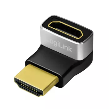 LogiLink AH0007A HDMI adaptér, 270° zahnutý, HDMI typ A konektor samec na konektor samica, 8K/60Hz, 48Gbit/s, HDMI 2.1, čierny