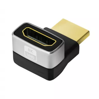 LogiLink AH0007A HDMI adaptér, 270° zahnutý, HDMI typ A konektor samec na konektor samica, 8K/60Hz, 48Gbit/s, HDMI 2.1, čierny