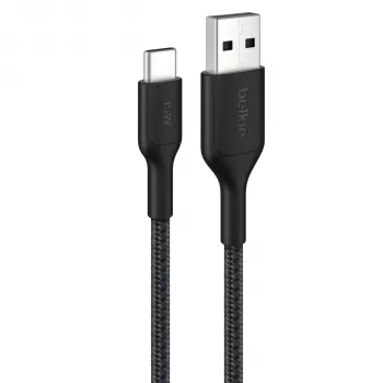 Belkin BOOSTCHARGE opletený kábel USB-C na USB-A 2m čierny