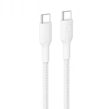 Belkin BOOSTCHARGE opletený kábel USB-C na USB-C 60W PD 2m biely