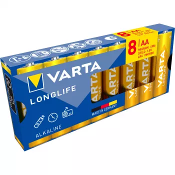 VARTA Longlife Power AA LR6 Mignon alkalické batérie, blister 8 ks