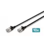 DIGITUS CAT 6A F-FTP Slim patch kábel, 0,5 m, čierna, balenie 10 ks, LSZH, 10Gbps, RJ45