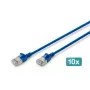 DIGITUS CAT 6A F-FTP Slim patch kábel, 0,5 m, modrá, balenie 10 ks
