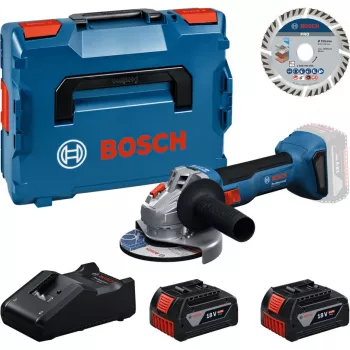 Bosch Professional GWS 18V-11 S akumulátorová uhlová brúska sada s 2x 4,0Ah batériami, nabíjačkou a L-BOXX