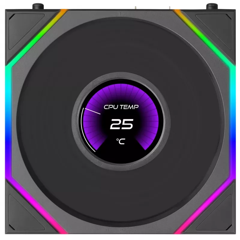 Lian Li UNI FAN TL LCD FLEX Wireless 120mm Reverse Blade ARGB PWM ventilátor s LCD displejom - čierna