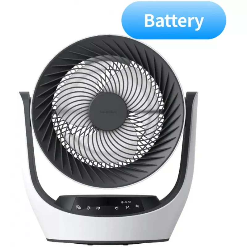 SwitchBot batériou napájaný smart cirkulačný ventilátor so 100 rýchlostnými stupňami, 90° horizontálna a 100° vertikálna oscilácia, Bluetooth & Wi-Fi (vyžaduje sa Hub), biely