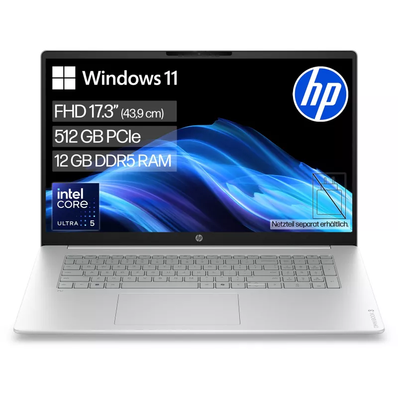 HP OmniBook 3 17-dg0053ngx 17,3 palcový Full HD notebook - Intel Core Ultra 5 225U, 12GB RAM, 512GB SSD, Windows 11 Pro, strieborný