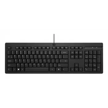 HP 125 G2 káblová USB klávesnica, nemecké rozloženie (QWERTZ), plná veľkosť, membránová, odolná proti postriekaniu, čierna - Bulk