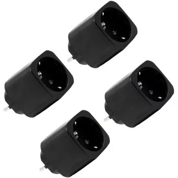Shelly Plug M Gen3 smart zásuvka 4 ks balenie čierna s monitorovaním energie, Wi-Fi & Bluetooth