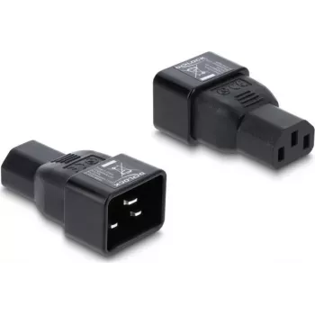 Delock IEC 60320 C20 na C13 sieťový adaptér, konektor samec na konektor samica, 10 A, 250 V, rovný, čierny