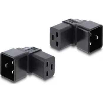 Delock IEC 60320 C20 na C19 sieťový adaptér, konektor samec na konektor samica, 16 A, 90° zahnutý, čierny