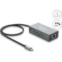 Delock USB Type-C Gigabit Ethernet sieťový adaptér s RJ45 PoE a USB Power Delivery