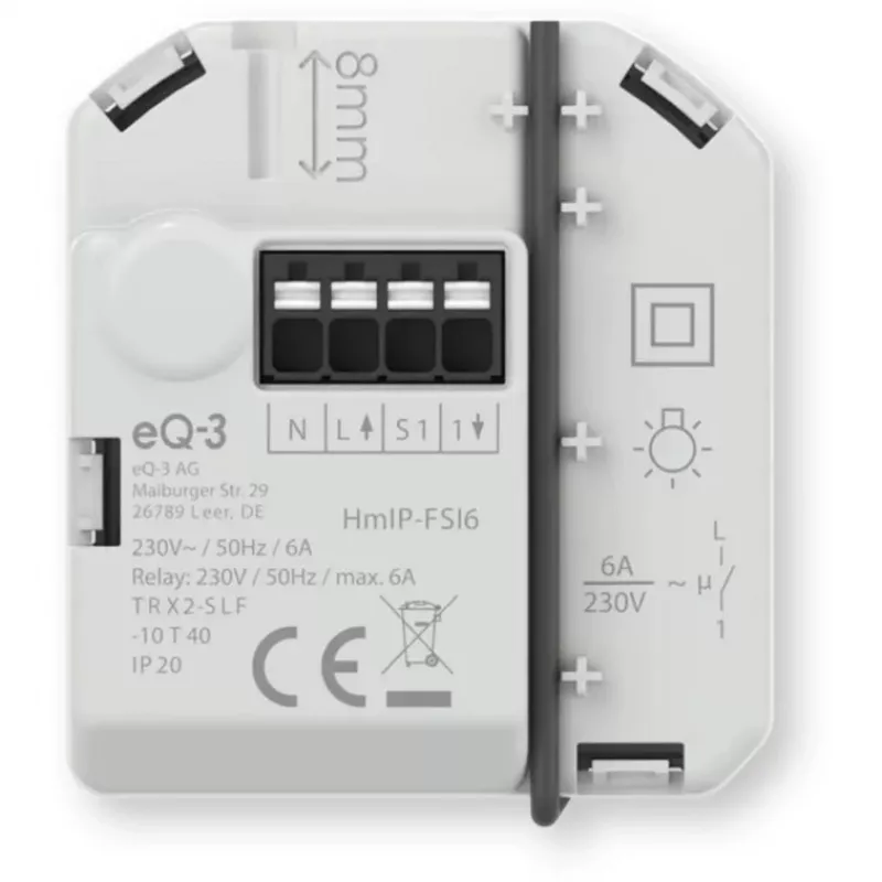 Homematic IP podomietkový spínací aktor so vstupom tlačidla (6 A)