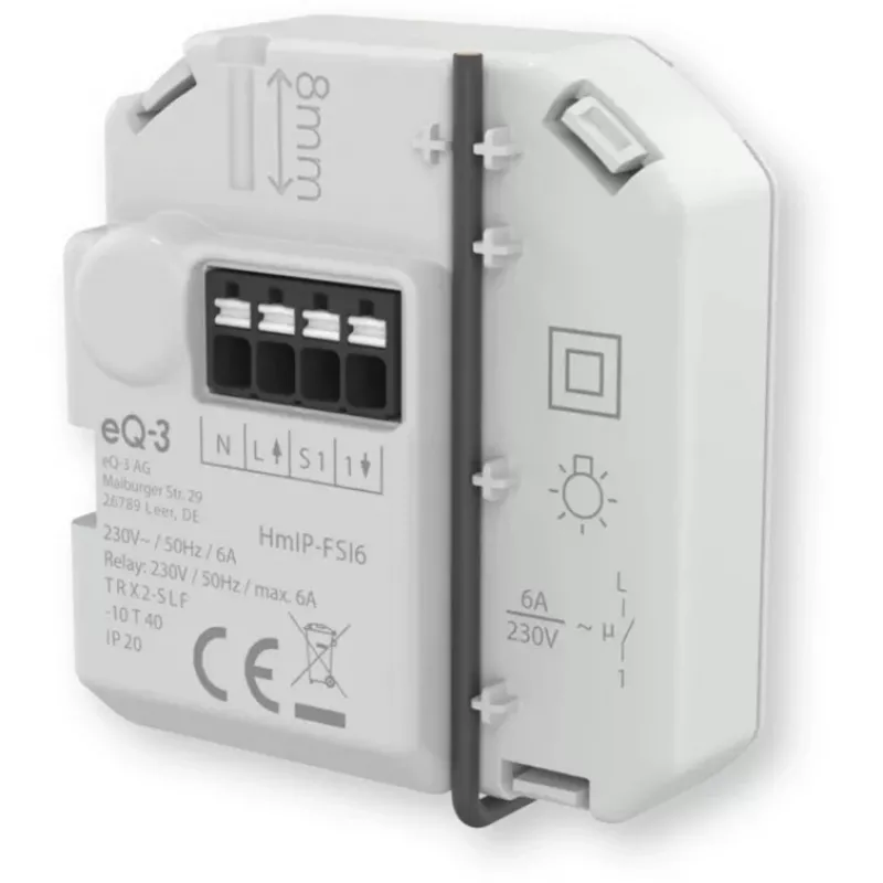 Homematic IP podomietkový spínací aktor so vstupom tlačidla (6 A)