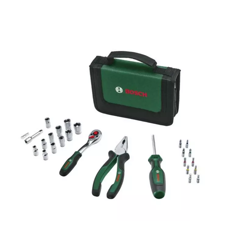 Bosch Starter sada náradia, 26-dielna (zelená/čierna, s textilným puzdrom na zips)