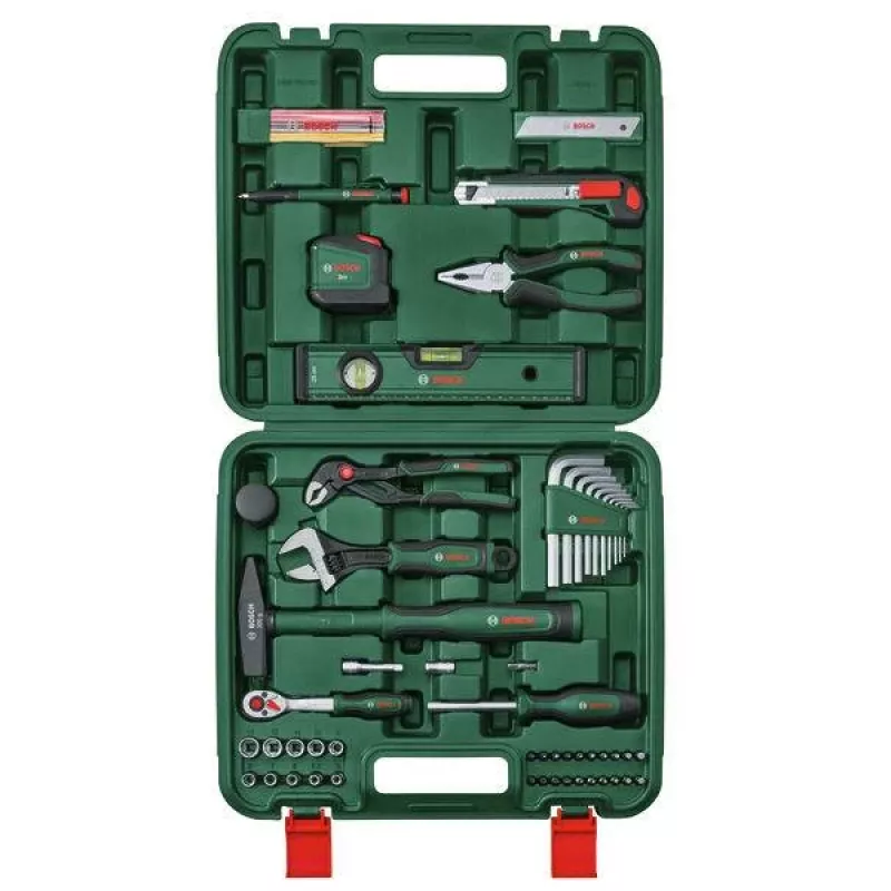Bosch 73-dielna sada náradia pre domácnosť v zelenom pevnom kufríku