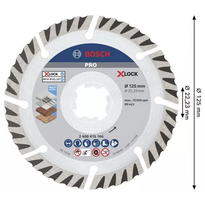 BOSCH POWERTOOLS PRO diamantový rezací kotúč X-LOCK MultiMaterial, Ø 125 mm (2 kusy, otvor 22,23 mm)