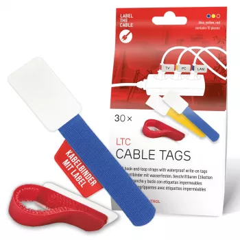 LABEL THE CABLE LTC 2630-30 Opakovane použiteľné suché zipsy na káble s polepom na popis, 30-dielna zmiešaná sada
