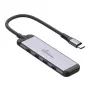MEDIARANGE MRCS512 USB-C hub 4-port 3x USB-C 3.2 Gen 1 + 1x PD 100W strieborný