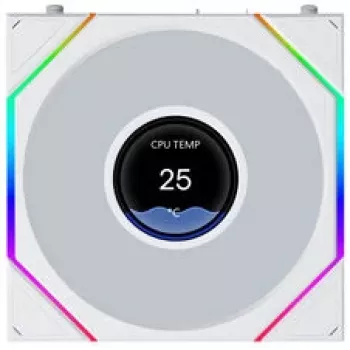 Lian Li UNI FAN TL120 LCD FLEX Wireless ARGB biely 120 mm Reverse Blade ventilátor do skrine