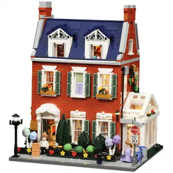Lumibricks Redbrick Row House LED stavebnica - 850-dielny architektonický model s integrovaným teplým bielym osvetlením, USB napájaný, pre deti od 8 rokov