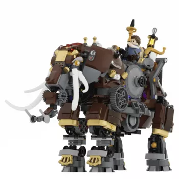 Lumibricks Steamphant Steampunk slon LED stavebnica 800 dielov USB napájaný výstavný model