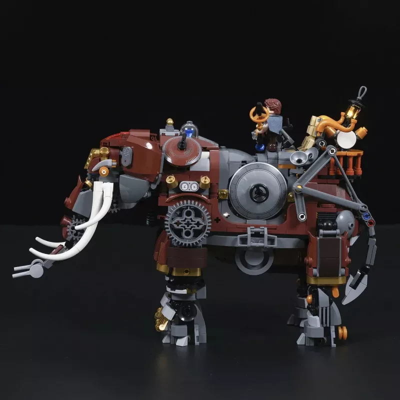 Lumibricks Steamphant Steampunk slon LED stavebnica 800 dielov USB napájaný výstavný model